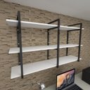 Ver imagem 1 de Prateleira industrial para escritório aço cor preto mdf 30cm modelo ind12