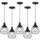 Ver imagem 1 de 5 Pendentes Aramado Esfera Balonê Preto Lustre Luminária Teto Regulável Sala Cozinha Industrial Agp
