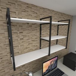 Prateleira Industrial para Escritório - Aço Preto - MDF 30cm - Modelo Ind14 - 1