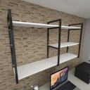 Ver imagem 1 de Prateleira Industrial para Escritório - Aço Preto - MDF 30cm - Modelo Ind14