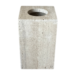 Lixeira Lavabo Mármore Travertino Romano Bruto Vintage 28x18cm - 1
