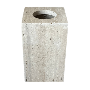 Lixeira Lavabo Mármore Travertino Romano Bruto Vintage 28x18cm