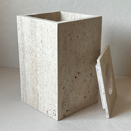 Lixeira Lavabo Mármore Travertino Romano Bruto Vintage 28x18cm - 3