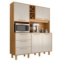 Ver imagem 1 de Armário para Cozinha Kit Max 160 Cm 5 Portas 3 Gavetas Cinamomo Areia Fosco - Zanzini