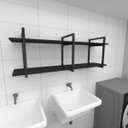 Ver imagem 1 de Prateleira industrial para lavanderia aço cor preto 30cm modelo ind05
