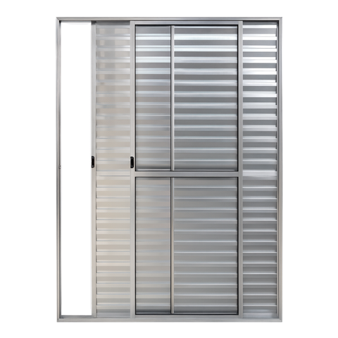 Porta Balcão de Aluminio Brilhante 3 Folhas com Trinco 2,10x1,50
