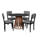 Ver imagem 1 de Mesa de Jantar Redonda Gabi Pret/nor com 4 Cadeiras Estofadas Ella Preto/cinza Escuro