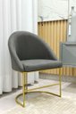 Ver imagem 2 de Poltrona Cadeira Lua Suede Cinza Base Metal