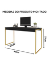 Ver imagem 6 de Kit Mesa Home Office 90 cm com Aparador 3 Prateleiras Júlia:Preto Dourado
