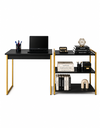 Ver imagem 3 de Kit Mesa Home Office 90 cm com Aparador 3 Prateleiras Júlia:Preto Dourado