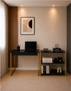 Ver imagem 1 de Kit Mesa Home Office 90 cm com Aparador 3 Prateleiras Júlia:Preto Dourado