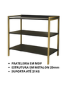 Ver mais imagens de Kit Mesa Home Office 90 cm com Aparador 3 Prateleiras Júlia:Preto Dourado