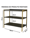Ver imagem 5 de Kit Mesa Home Office 90 cm com Aparador 3 Prateleiras Júlia:Preto Dourado