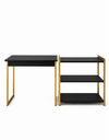 Ver imagem 2 de Kit Mesa Home Office 90 cm com Aparador 3 Prateleiras Júlia:Preto Dourado