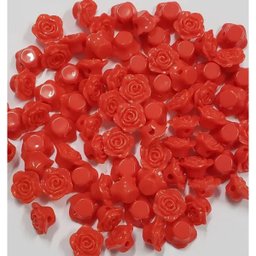 Kit C/400 Miçangas em Resina Flor Rosa Vermelha 2 Cm - 1