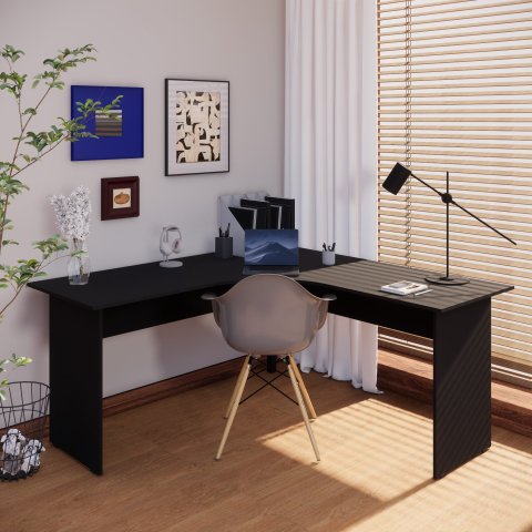 Mesa Angular New City Pé Painel 160 cm Preto Gebb Work