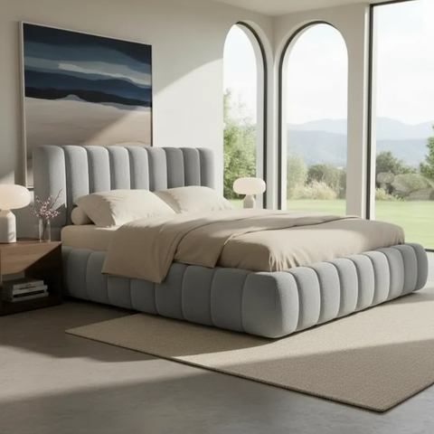 Cama Queen Estofada em Linho com Cabeceira Estofada Premium para Quarto