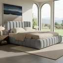 Ver imagem 1 de Cama Queen Estofada em Linho com Cabeceira Estofada Premium para Quarto