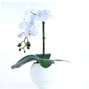Ver imagem 1 de Arranjo de Orquídea Artificial Branca em Vaso Branco Fosco
