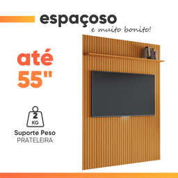 Painel para Tv até 55 Polegadas 1,35x2,40m Ripado com Prateleira Arbo Cedro Edn - 5
