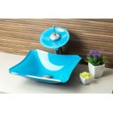 Ver imagem 1 de Kit Banheiro Cuba de Vidro Retrô 30 Cm + Torneira Cascata + Válvula Click + Sifão - Água