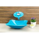 Ver imagem 2 de Kit Banheiro Cuba de Vidro Retrô 30 Cm + Torneira Cascata + Válvula Click + Sifão - Água