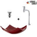 Ver imagem 1 de Kit: Cuba Lótus + Torneira Link + Válvula Click - Vermelho escuro
