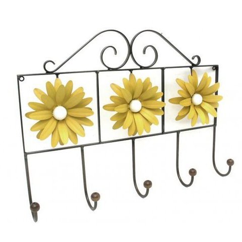 Cabide de Ferro Artesanal para Quarto Pendurador de Bolsa e Roupas com Flor Libertas Rosas Artesanat