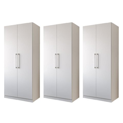 Kit 03 Armário Multiuso Grande 100% em Mdf Rimo Branco