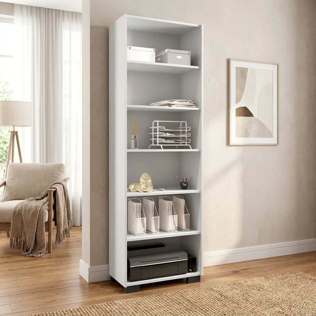Estante de Livros 5 Prateleiras Office 188CMX60,5cm Branco Tx