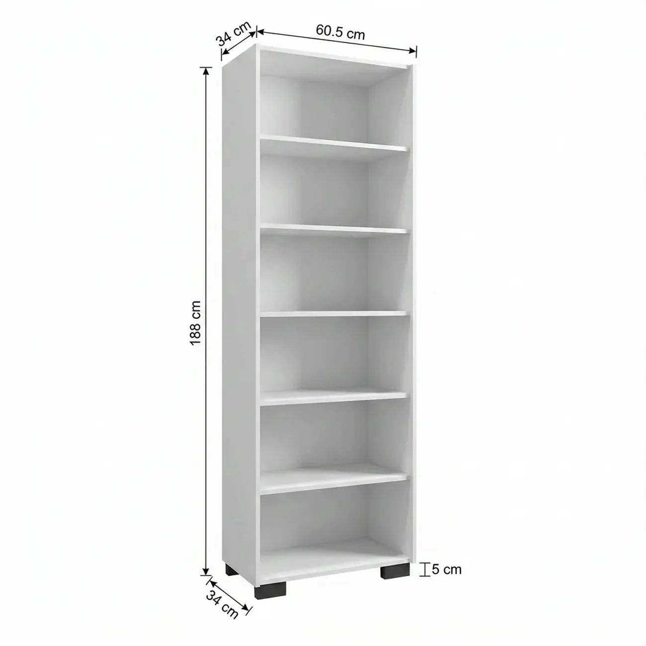 Ver imagem 3 de Estante de Livros 5 Prateleiras Office 188CMX60,5cm Branco Tx