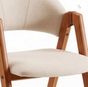 Ver imagem 3 de Kit 2 Cadeiras de Jantar Linho Bege com Courino Madeira Maciça Design Moderno