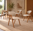 Ver imagem 4 de Kit 2 Cadeiras de Jantar Linho Bege com Courino Madeira Maciça Design Moderno