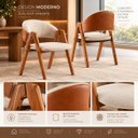 Ver imagem 2 de Kit 2 Cadeiras de Jantar Linho Bege com Courino Madeira Maciça Design Moderno