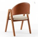 Ver mais imagens de Kit 2 Cadeiras de Jantar Linho Bege com Courino Madeira Maciça Design Moderno