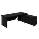 Ver imagem 2 de Escrivaninha Mesa Escritório Diretor em L com Armário Lateral e Caixa de Tomadas 3 Gavetas 180cm Cor