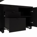 Ver mais imagens de Escrivaninha Mesa Escritório Diretor em L com Armário Lateral e Caixa de Tomadas 3 Gavetas 180cm Corporate Preto
