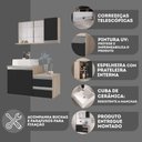 Ver imagem 2 de Conjunto Gabinete Banheiro Cross 80 (gabinete+espelheira+cuba) Madeirado Preto