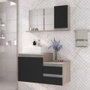 Ver imagem 1 de Conjunto Gabinete Banheiro Cross 80 (gabinete+espelheira+cuba) Madeirado Preto