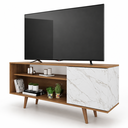 Ver imagem 2 de Rack para TV até 42 Polegadas com 1 Porta Amêndoa/Mármore Branco - Tecno Mobili
