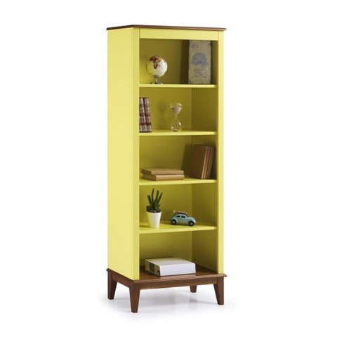 Estante de Madeira Maciça 4 Prateleiras - Amarelo Lemon
