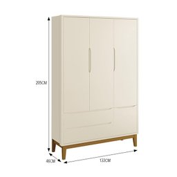 Jogo de Quarto Infantil Guarda Roupa 3 Portas e Cômoda 1 Porta Classic Areia Fosco com Pés - 3