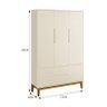 Jogo de Quarto Infantil Guarda Roupa 3 Portas e Cômoda 1 Porta Classic Areia Fosco com Pés - 3