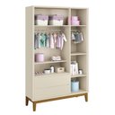 Ver imagem 4 de Jogo de Quarto Infantil Guarda Roupa 3 Portas e Cômoda 1 Porta Classic Areia Fosco com Pés