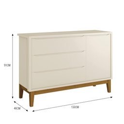 Jogo de Quarto Infantil Guarda Roupa 3 Portas e Cômoda 1 Porta Classic Areia Fosco com Pés - 5
