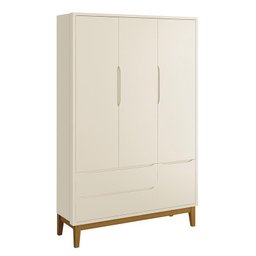 Jogo de Quarto Infantil Guarda Roupa 3 Portas e Cômoda 1 Porta Classic Areia Fosco com Pés - 2