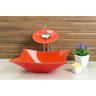 Kit Banheiro Cuba de Vidro Quadrada RT 34 Cm + Torneira Cascata + Válvula + Sifão - Laranja - 2