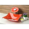 Kit Banheiro Cuba de Vidro Quadrada RT 34 Cm + Torneira Cascata + Válvula + Sifão - Laranja - 1