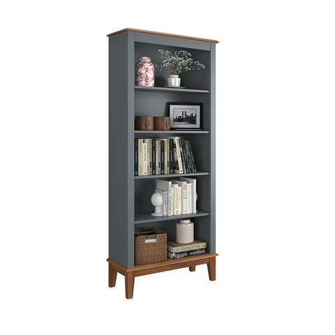 Estante de Madeira Maciça 4 Prateleiras - Cinza