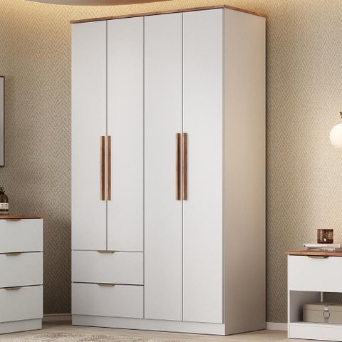 Guarda Roupa Solteiro 4 Portas Milan Carraro Branco
